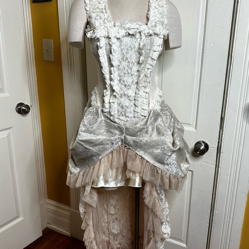 Burleska Cream and Silver Lace Corset Dress